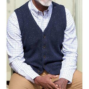 NWT Peter Christian Navy Blue Knitted Button Down Vest Lambswool Men's Size 2XL